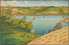 Henri Rivière, Le Trieux à Kermarie, lithograph in color, from the series Le Beau Pays de Bretagne