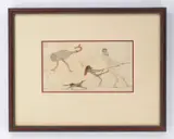 Ostrich, Man, Dog and Demon by George Washington Sully, watercolor and pencil on paper, matted and, offered Aug 2026