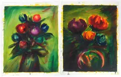 Martin Kainz, Floral Still-Life 2, watercolor on paper, both
