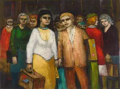 Albert Pels, Grand Central Station, oil on canvas (unstretched)