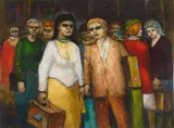 Albert Pels, Grand Central Station, oil on canvas (unstretched)