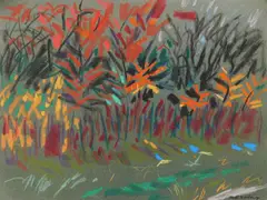 Joseph B. O'Sickey, Landscape, pastel on gray green paper