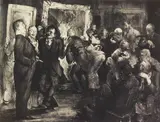 George Bellows, Artists Judging Works of Art, lithograph, 1916, estate