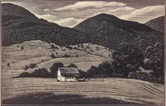 Asa Cheffetz, Rural Schoolhouse wood, engraving, 1946