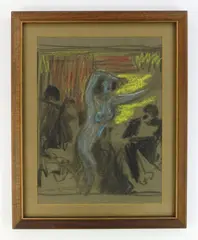 Arthur Bowen Davies, Woman Running, pastel on brown gray paper, estate