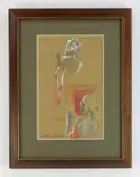 Arthur Bowen Davies, Studies- Woman with Hand Mirror color, pencil and graphite on paper, estate
