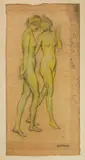 Warren Davis, Two Nymphs, pastel on paper