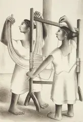 Mayan Women Weaving by Francisco Dosamantes, lithograph, 1946, offered Aug 2026