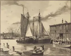 Gordon Grant, Fisherman's Haven, lithograph