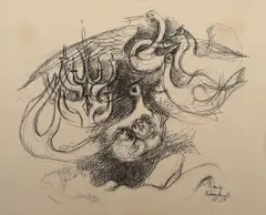 Chaim Gross, Christmas Card off-set, lithograph, 1968, annotated Holiday Greetings!/ Chaim & Renee Gross/ 1969 verso