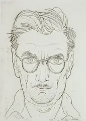 Armin Landeck, Self-Portrait while Shaving, etching, 1941