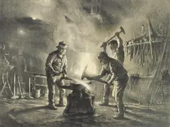 John A. Noble, Blacksmith and Sons, lithograph, 1964