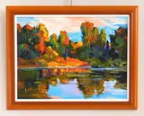David Lloyd Glover, Sunset at Jenks Lake Park, acrylic on canvas panel, 2022