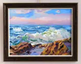 David Lloyd Glover, Pacific Ocean, Breakers, acrylic on canvas panel, 2022