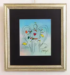 Peter Max, Angel with Heart, mixed media on paper