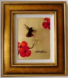 Patrick Guyton, Hummingbird, mixed media on aluminum with gold/silver leaf on board