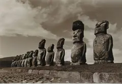 Roger Benedetti, Moai, Ahu Tahai, Rapa Nui selenium toned silver gelatin, photograph