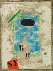 James Coignard, Otage, etching in carborundum with collage and string