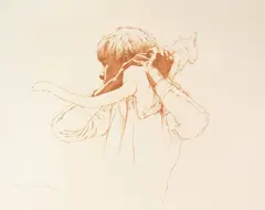 Robert Vickrey, Sean with Cat, lithograph