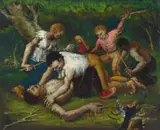 Boys Playing Commandos by Albert Pels, oil on canvas, sgined Pels lower center and, offered Jun 2026
