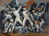 Orpheus Descends on a Drug Bust by Albert Pels, oil on canvas, offered Jun 2026