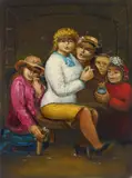Smoking May be Detrimental to your Health by Albert Pels, oil on canvas, offered Jun 2026