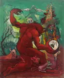 Wrestling with the Devil in Limbo by Albert Pels, oil on canvas, offered Jun 2026