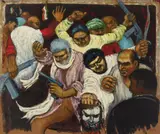 Fanatics Unleashed by Albert Pels, oil on canvas, offered Jun 2026