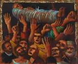 Iran- in the Name of God by Albert Pels, oil on canvas, 1985, offered Jun 2026