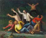 And Stay Off of My Apple Tree by Albert Pels, oil on canvas, offered Jun 2026