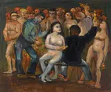Atlantic City Choosing a Mrs./Mr. USA by Albert Pels, oil on canvas, offered Jun 2026