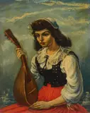 Young Woman with Instrument oil on canvas by Albert Pels, oil, offered Jun 2026