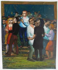Orchestra and Dancers by Albert Pes, oil on canvas, offered Jun 2026