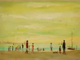 Beach Scene by Albert Pels, oil on canvas adhered to board, offered Jun 2026