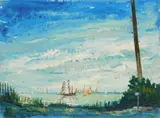 Sailboats on Water by Albert Pels, oil on canvas adhered to board, offered Jun 2026