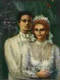 Bride and Groom by Albert Pels, oil on canvas adhered to board, offered Jun 2026