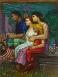 Watching the Parade by Albert Pels, oil on canvas adhered to board, offered Jun 2026