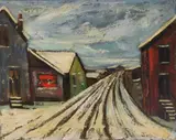 Snowy Street by Albert Pels, oil on canvas, 1950, offered Jun 2026