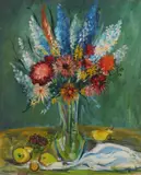 Floral Still Life With Pears by Albert Pels, oil on canvas, initialed lower right, offered Jun 2026