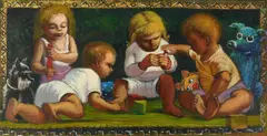 Four Toddlers Playing by Albert Pels, oil on canvas, offered Jun 2026