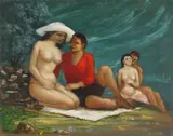 Nude Beach Scene by Albert Pels, oil on canvas, singed Pels lower right, offered Jun 2026