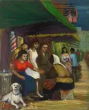 Street Scene With Figures and Dog by Albert Pels, oil on canvas, offered Jun 2026
