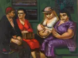 Four Figures Sitting on Subway by Albert Pels, oil on canvas, offered Jun 2026