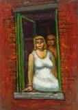 Woman Sitting on the Window Sill by Albert Pels, oil on board, offered Jun 2026