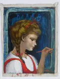 Albert Pels, Young Artist, oil on canvas
