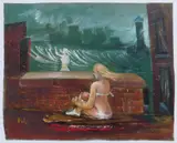 Albert Pels, A Windy Wash Day, oil on canvas
