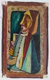Albert Pels, Abstract Musician, oil on canvas (unstretched)