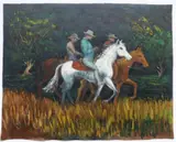 Albert Pels, Night Riders, oil on canvas (unstretched)