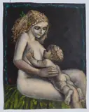 Albert Pels, Very Young Mother, oil on canvas (unstretched)