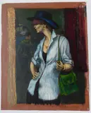 Albert Pels, Pin Striped Jacket, oil on canvas (unstretched)